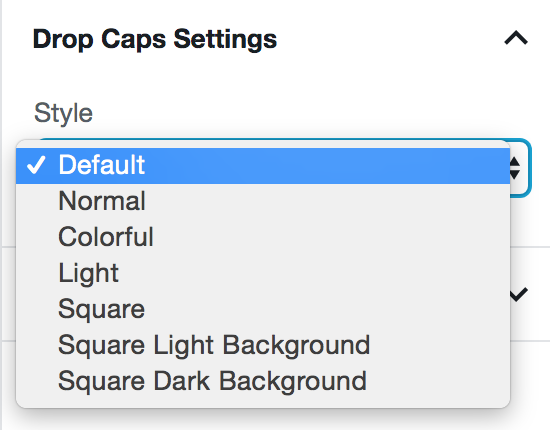 Drop Caps Settings