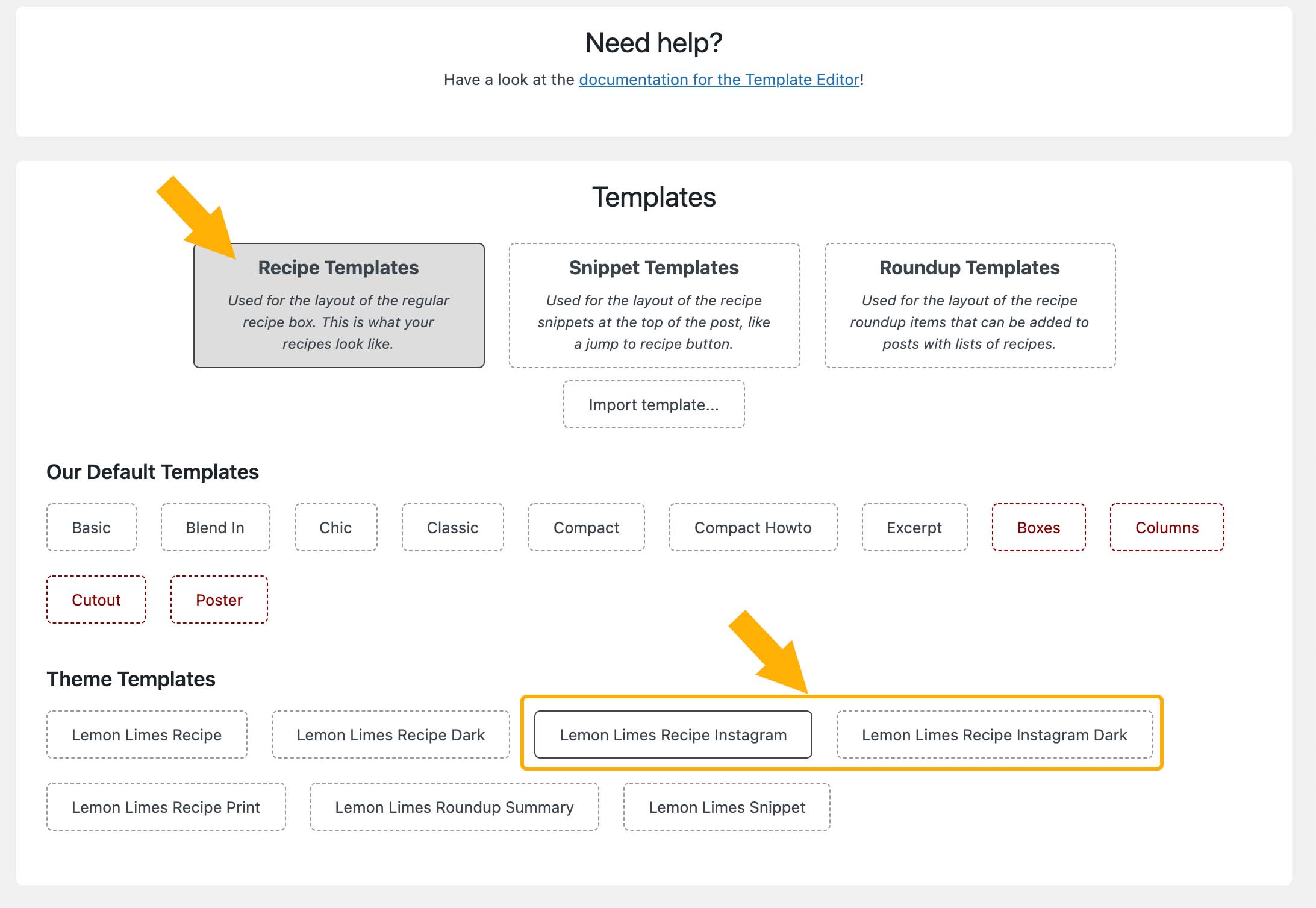 Select a template to edit.