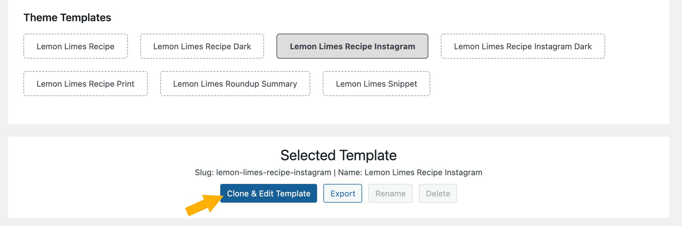 Clone & Edit Template