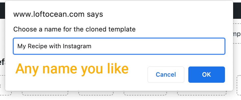Enter a new name for your own template