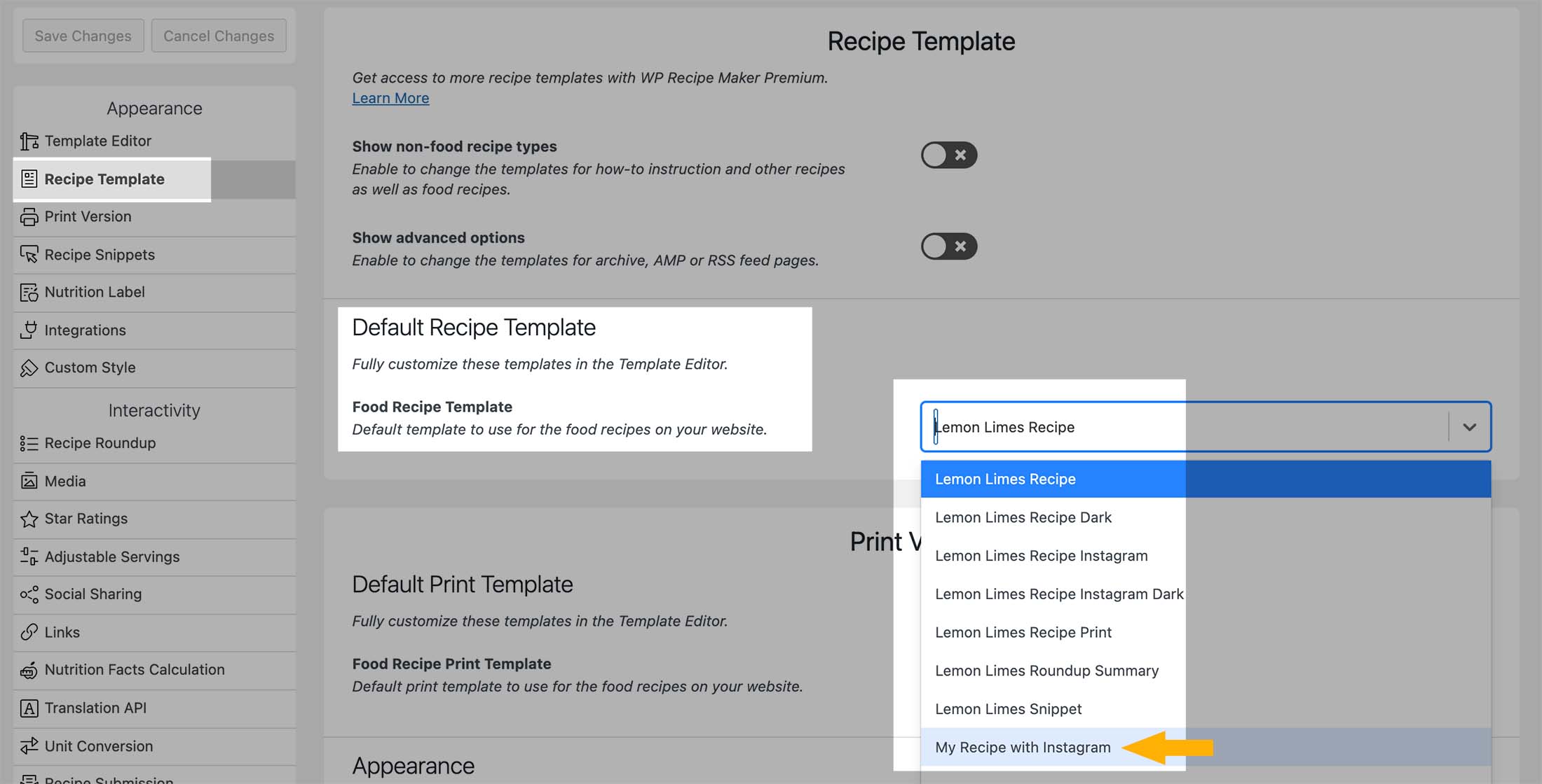 Select your own template