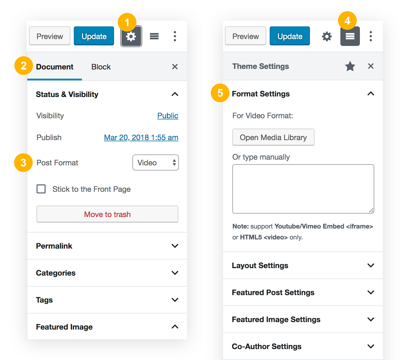 Set media for Post Format