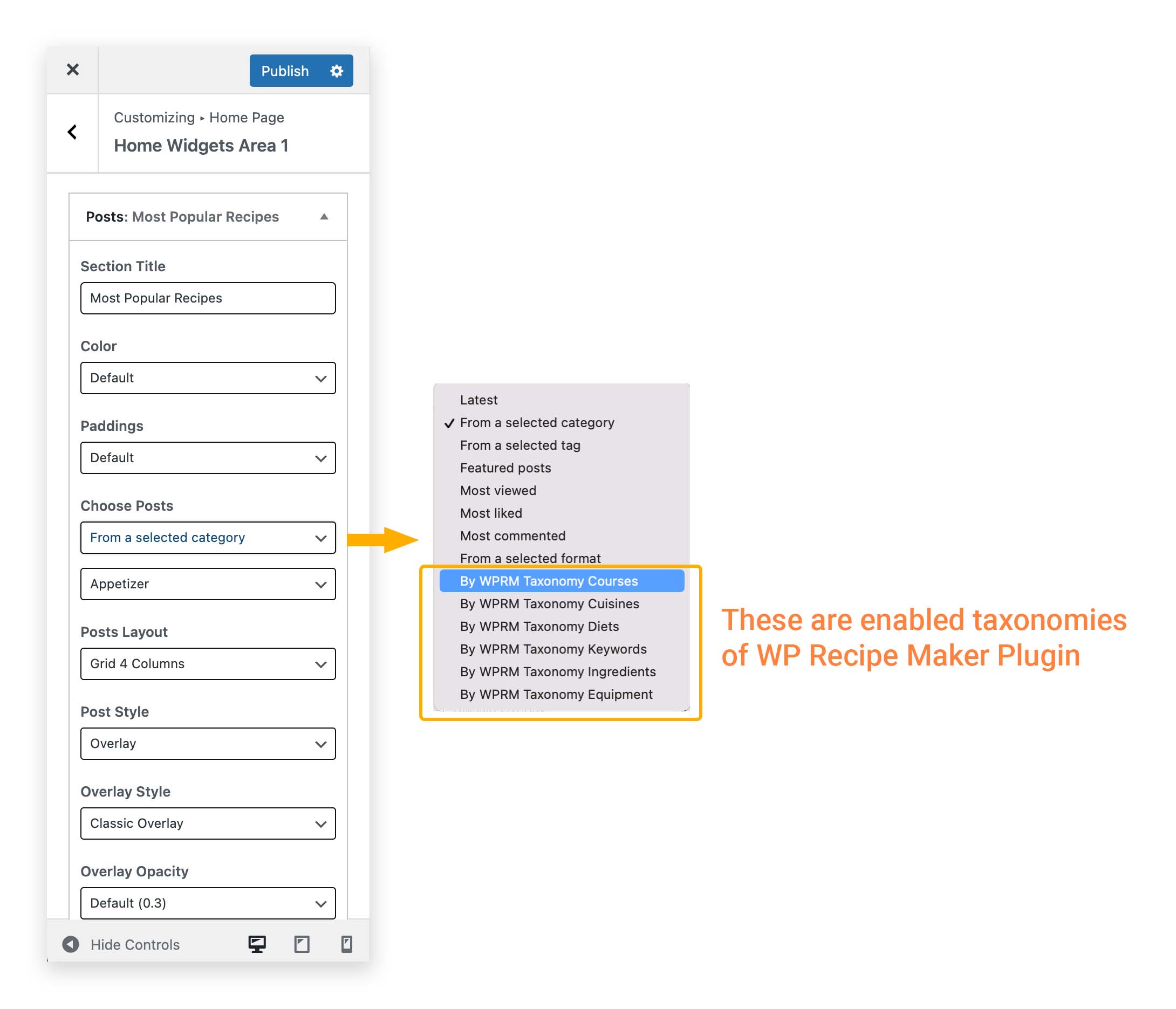 Select posts from a WPRM Taxonomy