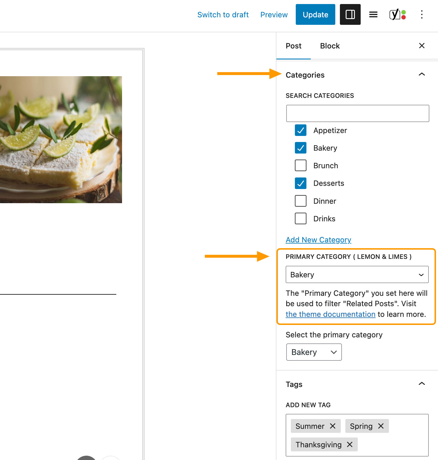 Select a Primary Category for a single post