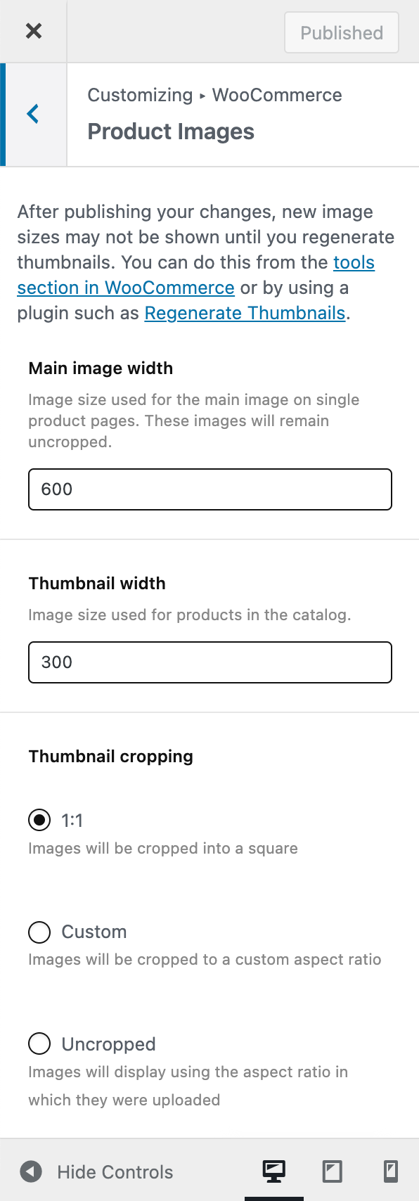Product Image Size