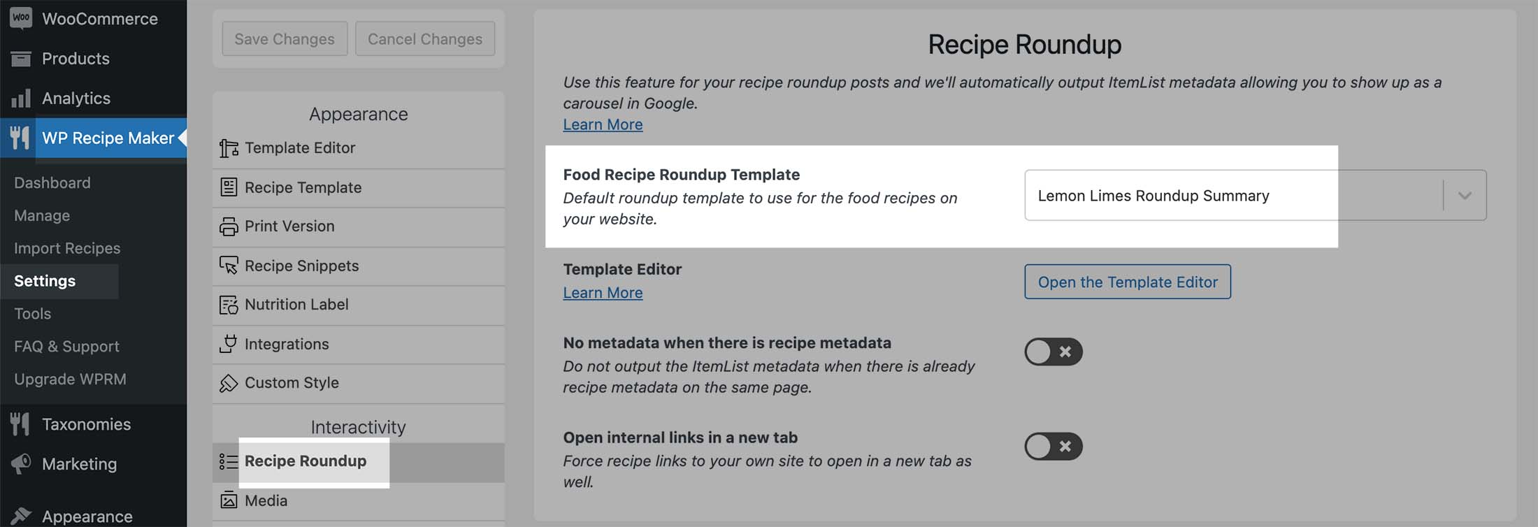 Default Recipe Roundup Template
