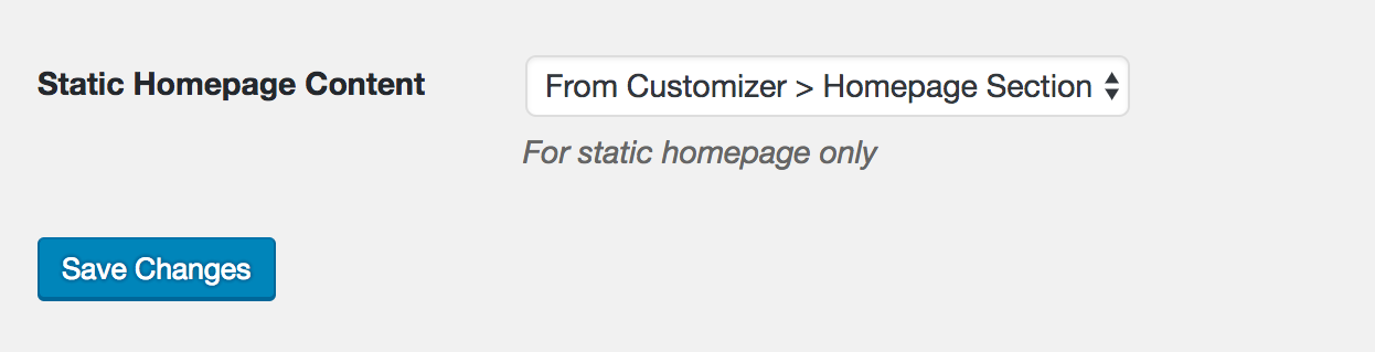 Static Front page content - from customizer