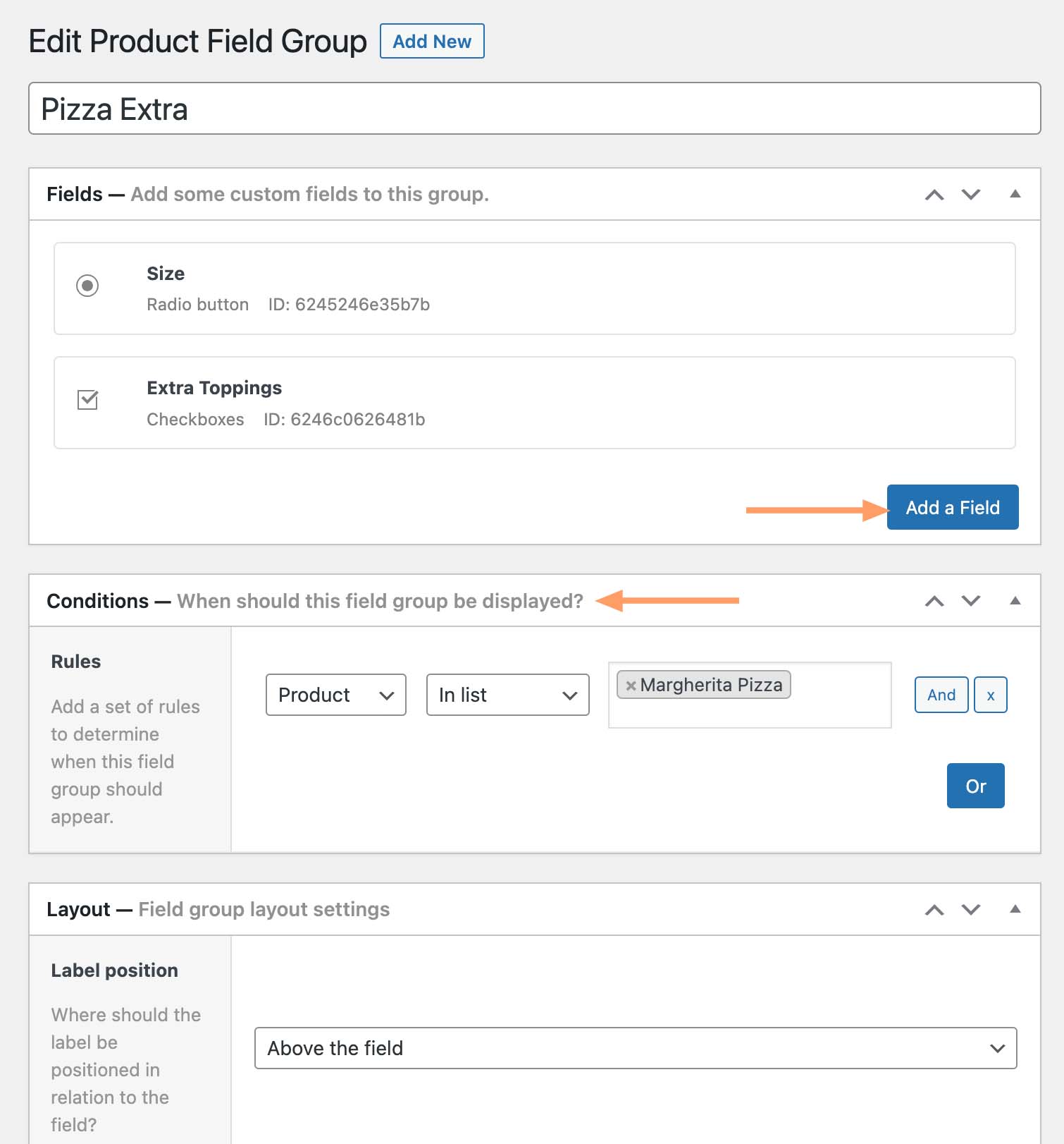 Create new product fields