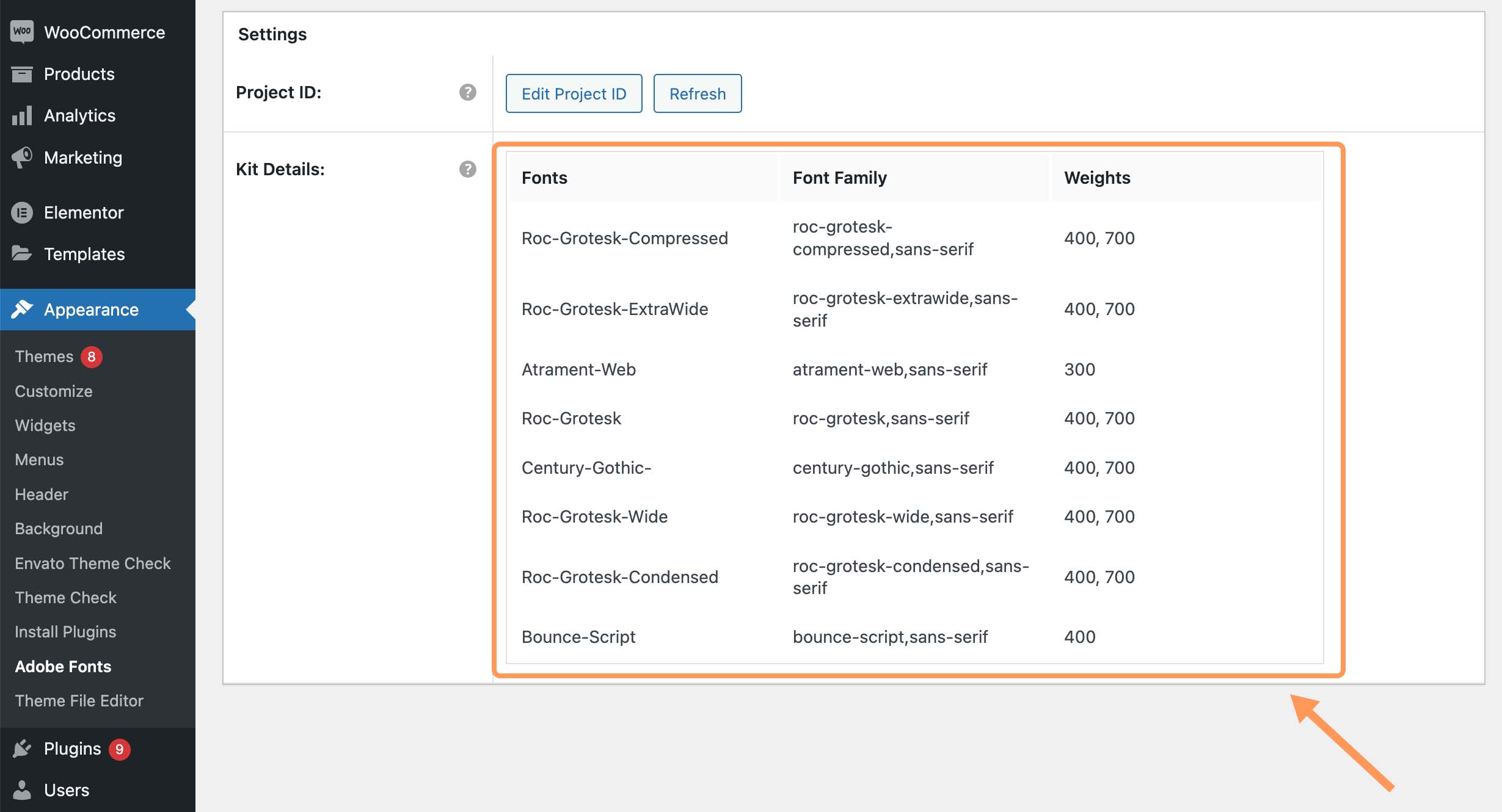 Adobe Fonts added to your website