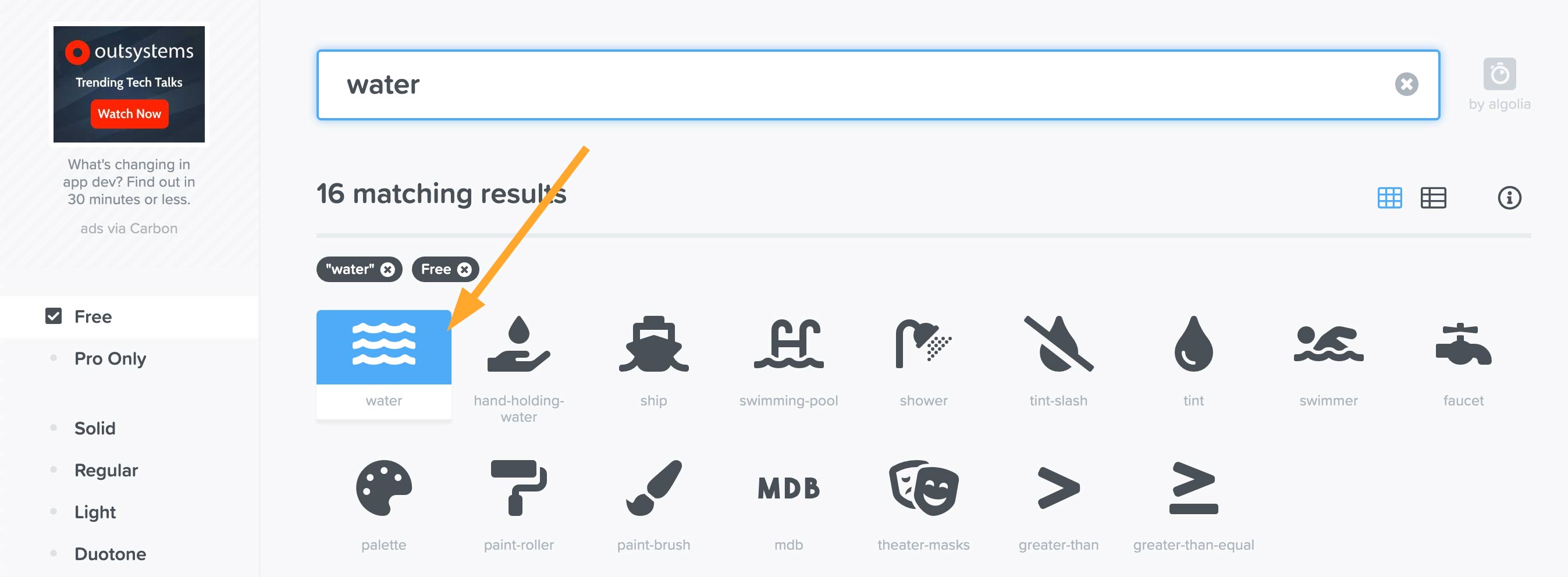 Find an icon in the Font Awesome 5 Free Icon Library
