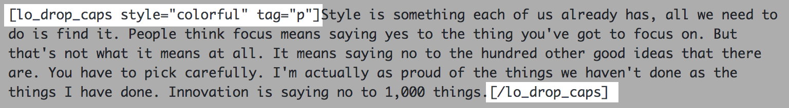 Shortcode for Drop Caps