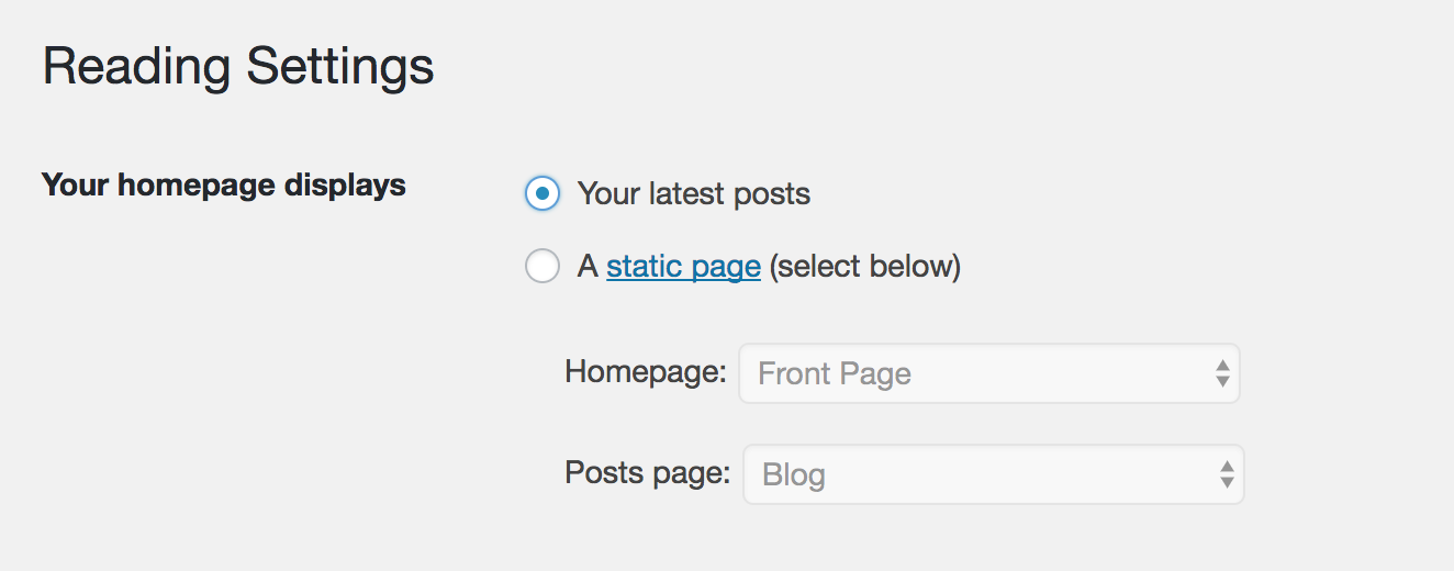 Front page - displays latest posts