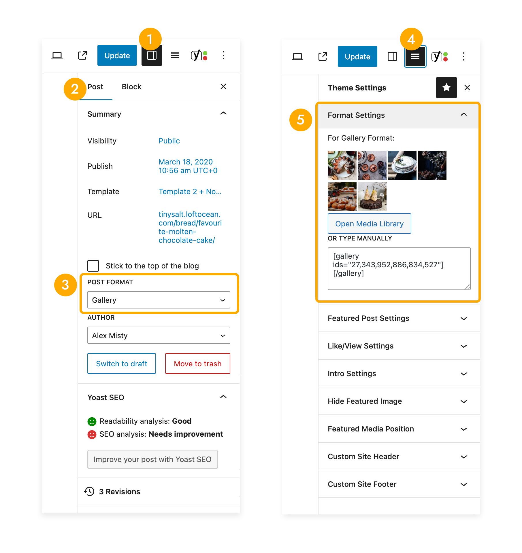 Set gallery for Gallery Post Format