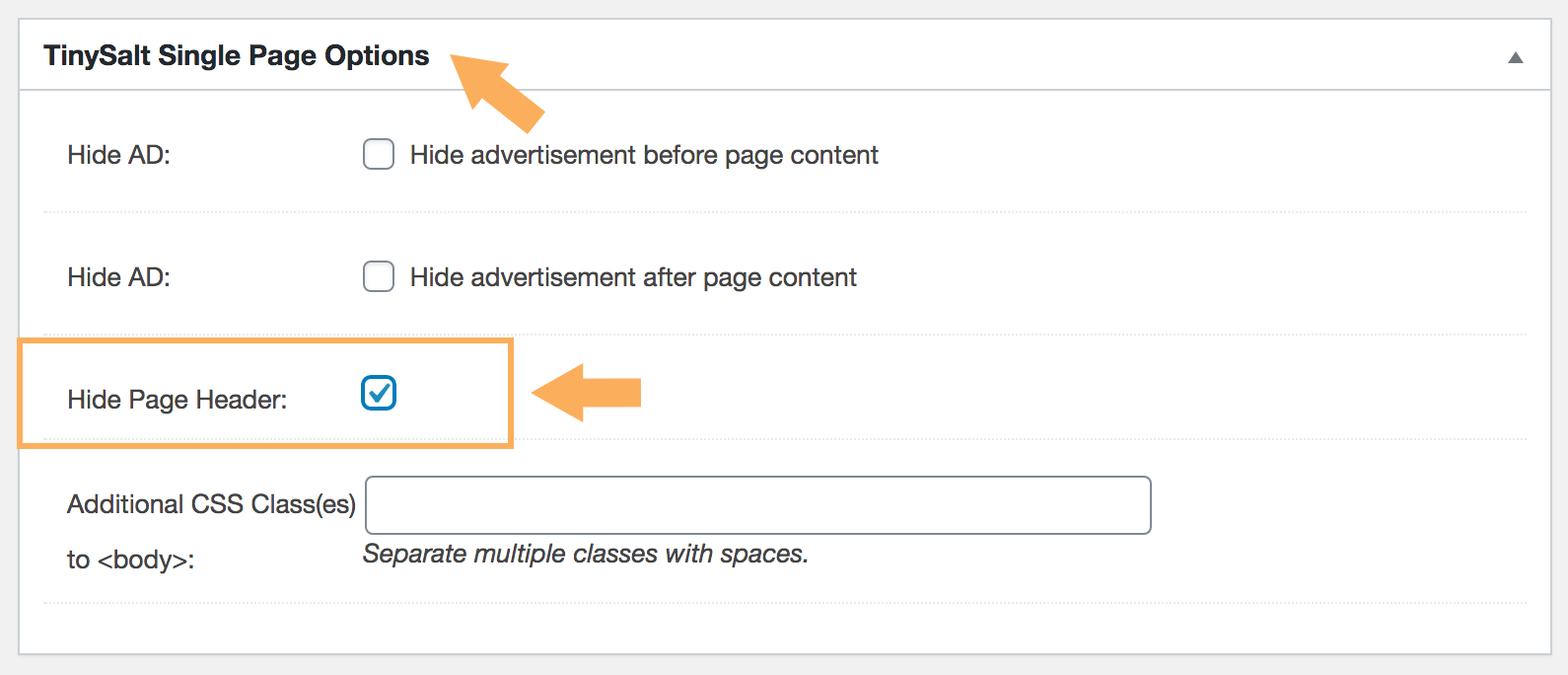 Hide Page Header in Classic Editor