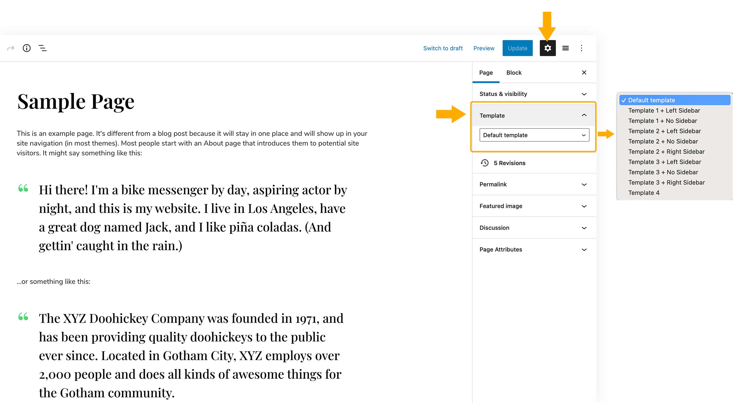 Change a Single Page Template