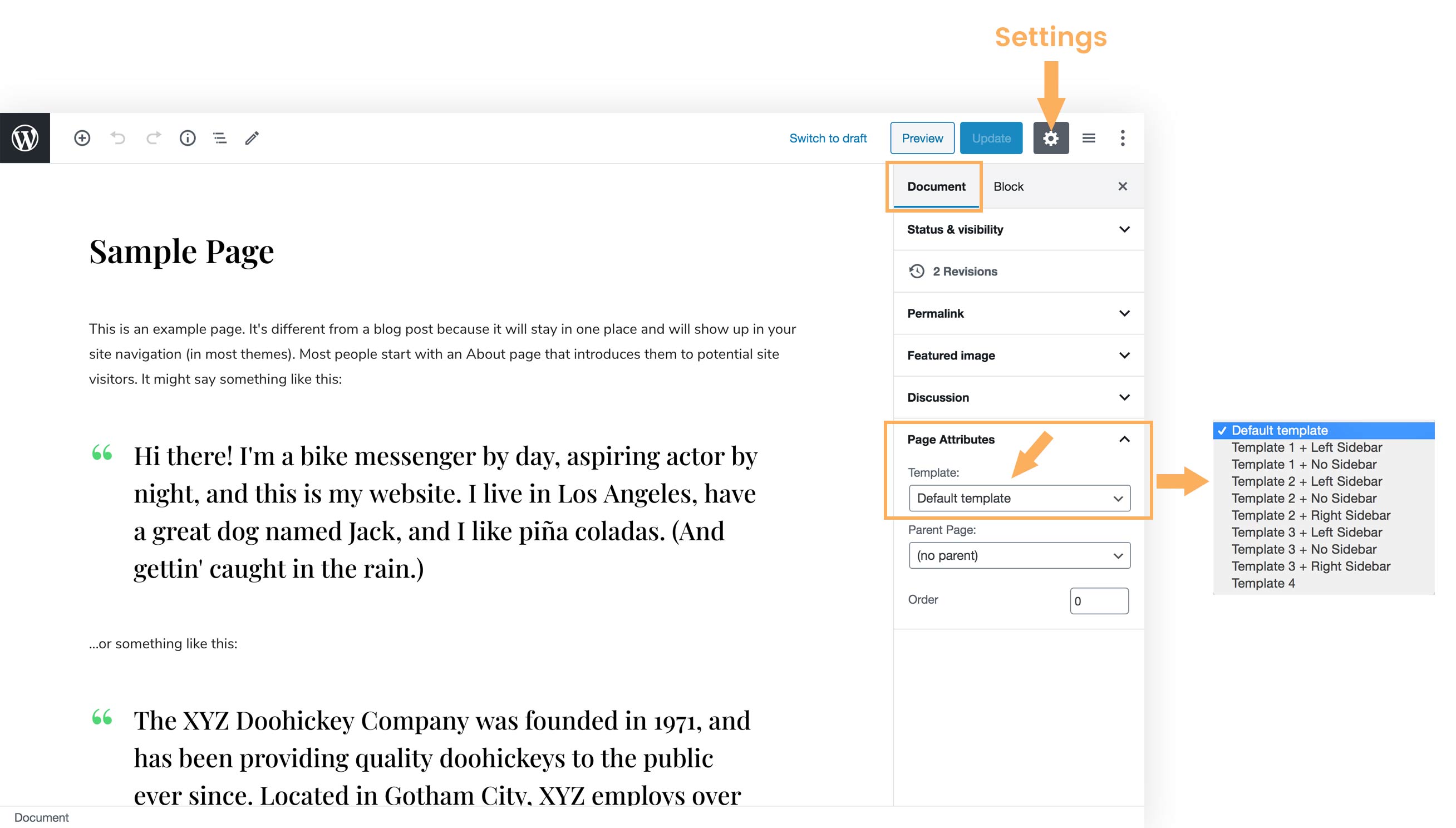 Change a Single Page Template