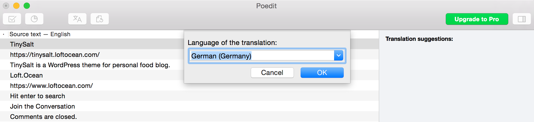 Select the target language