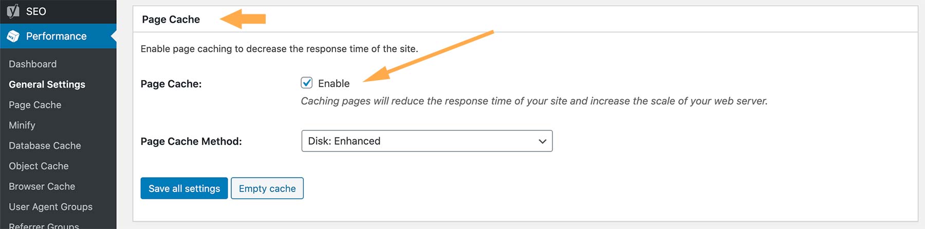 W3 Total Cache Settings - 1