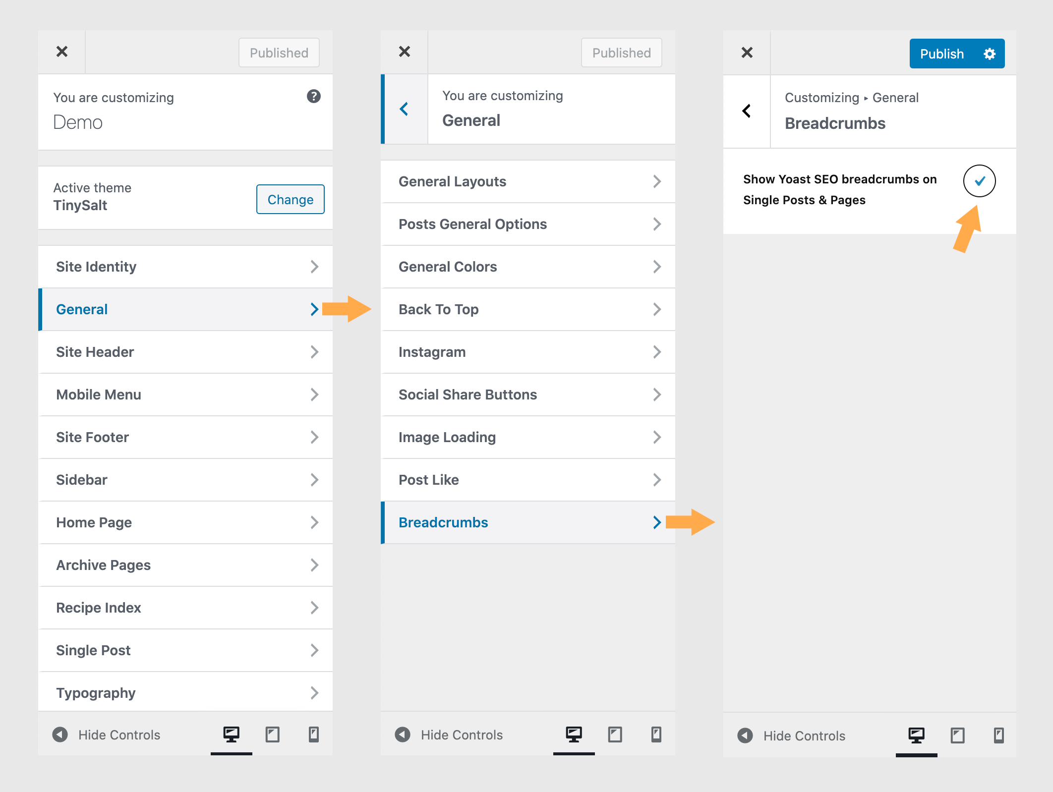 Show Yoast SEO breadcrumbs on Single Posts & Pages